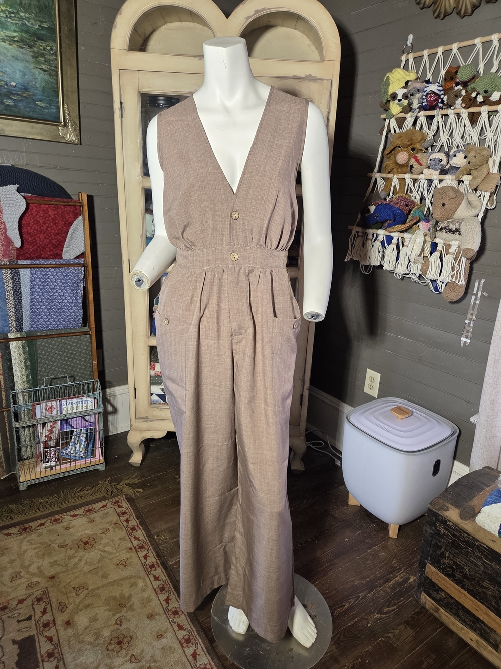 Sleeveless V-Neck Wide-Leg Jumpsuit
